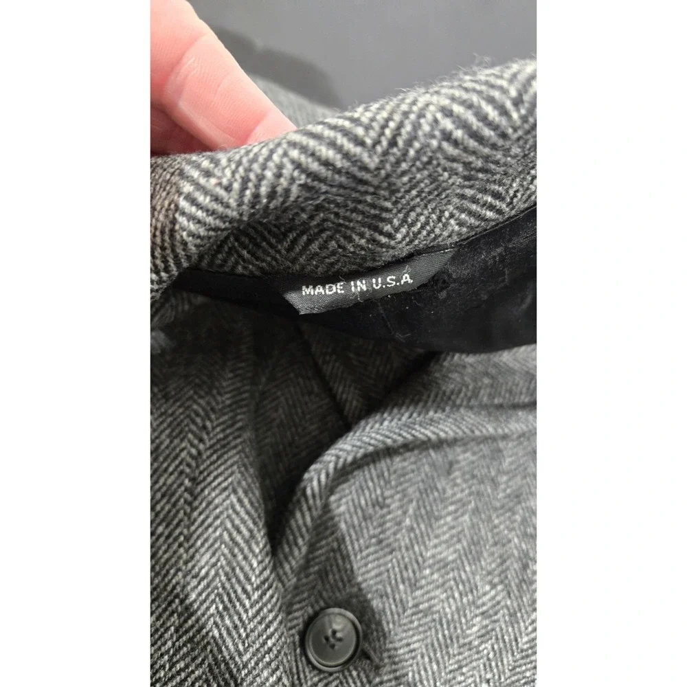 Vintage Gray Stratojac Herringbone Duster Size 44 Wool Nylon